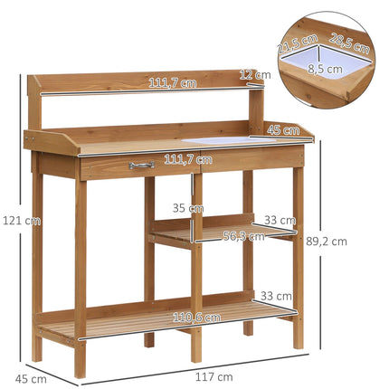 Spruce garden table with tub, 112 cm - Perfect for plant care