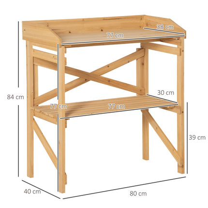 Wooden planter table with storage, Light brown, 80x40x84 cm