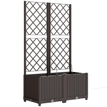Planter Box Set with Trellis, Timer, Drainage, 80x40x136 cm
