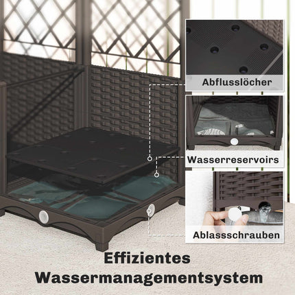 Planter Box Set with Trellis, Timer, Drainage, 80x40x136 cm