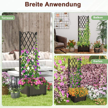 Planter Box with Trellis, Self-Watering, 40x40x122 cm, Brown
