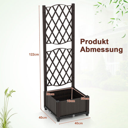 Planter Box with Trellis, Self-Watering, 40x40x122 cm, Brown