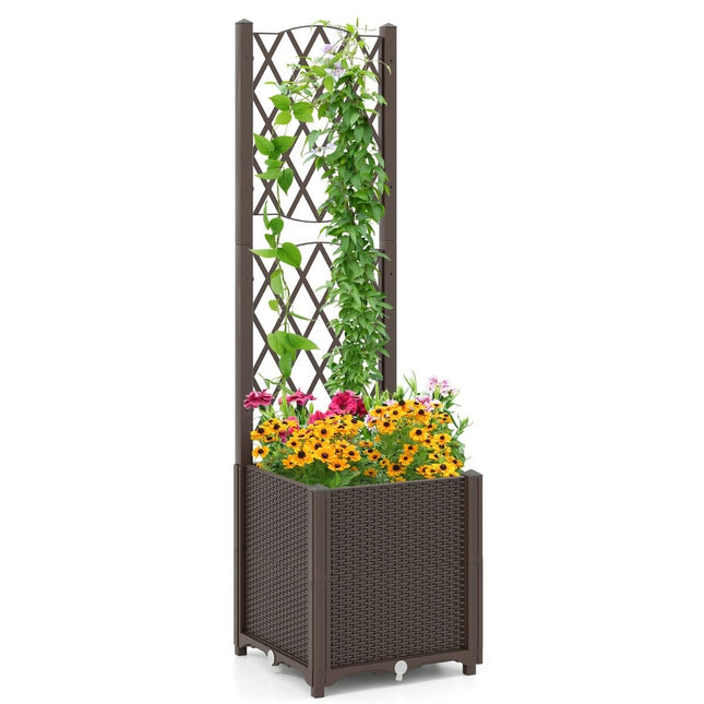 Planter Box with Trellis, Self-Watering, 40x40x140 cm