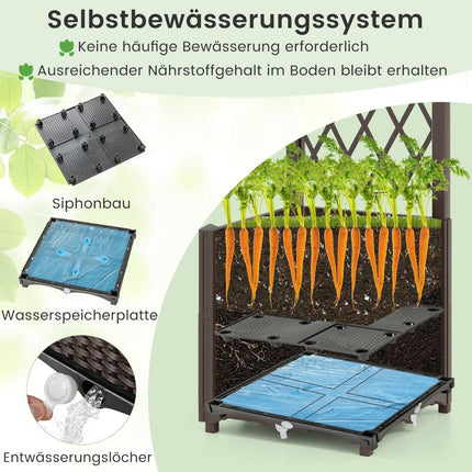 Planter Box with Trellis, Self-Watering, 40x40x140 cm