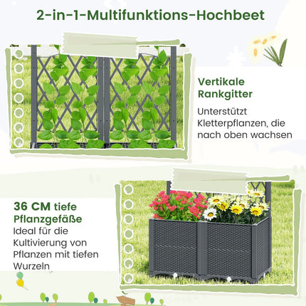 Planter Box with Trellis, Self-Watering, 80x40x140 cm, Gray