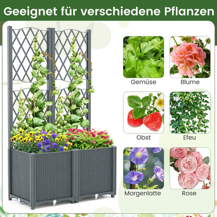 Planter Box with Trellis, Self-Watering, 80x40x140 cm, Gray