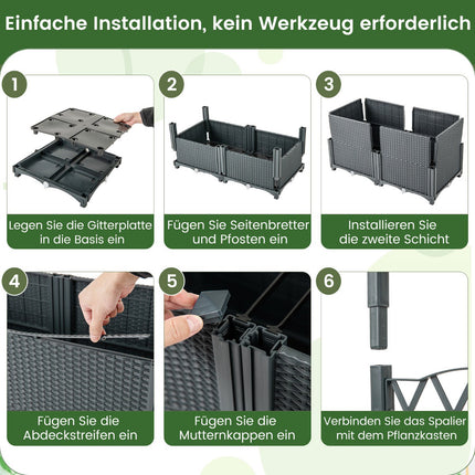 Planter Box with Trellis, Self-Watering, 80x40x140 cm, Gray
