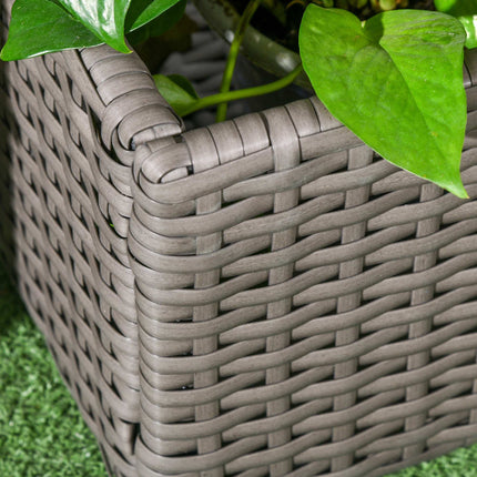 Planter Box with Trellis, Weatherproof, Poly Rattan, 103x29x103 cm, Gray