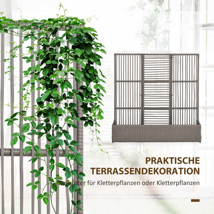 Planter Box with Trellis, Weatherproof, Poly Rattan, 103x29x103 cm, Gray