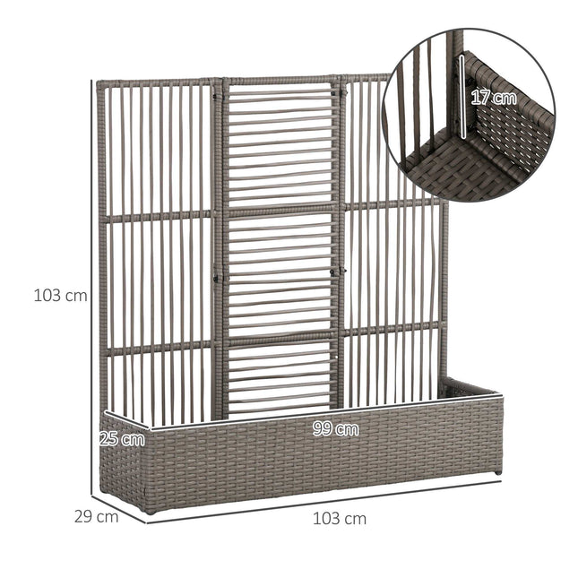 Planter Box with Trellis, Weatherproof, Poly Rattan, 103x29x103 cm, Gray