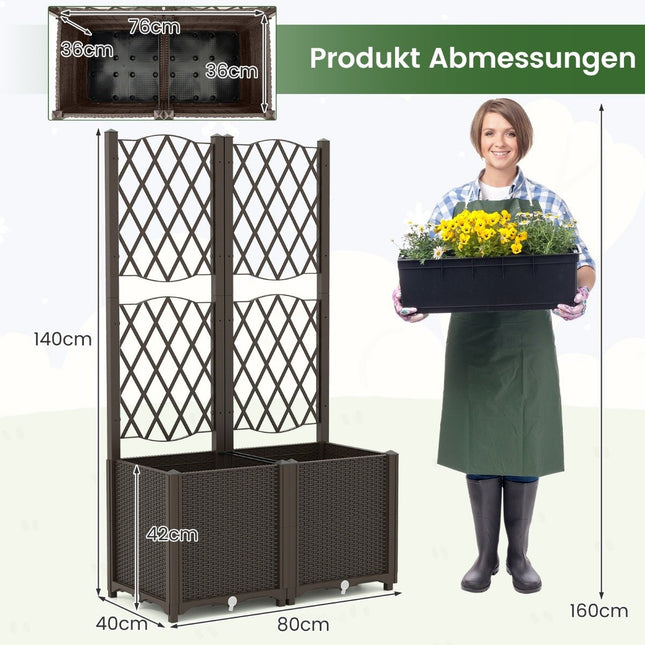 Planter Box with Trellis for Climbing Plants, 80x40x140 cm
