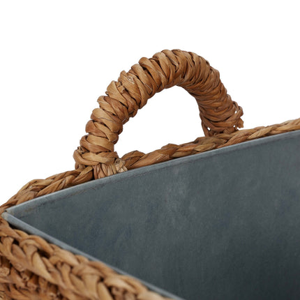 Planter basket with zinc tray set of 3