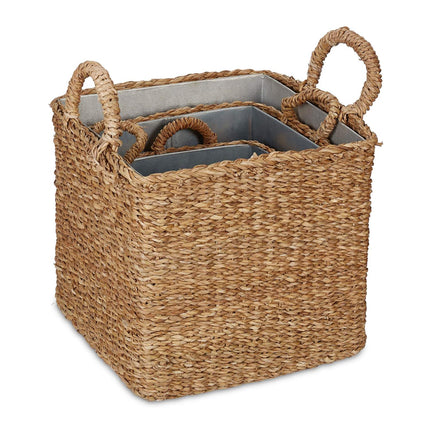 Planter basket with zinc tray set of 3