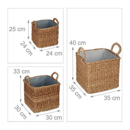 Planter basket with zinc tray set of 3