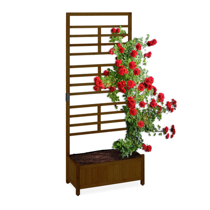 Planter box with trellis wall in brown