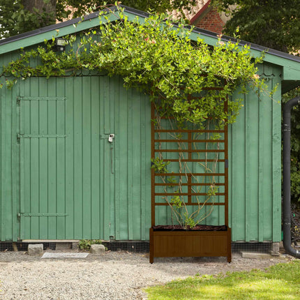 Planter box with trellis wall in brown