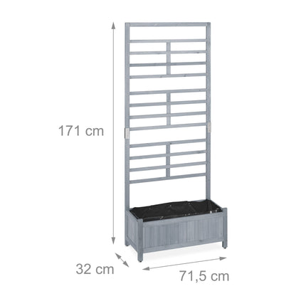 Planter box with trellis wall in grey