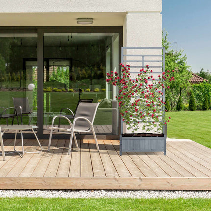 Planter box with trellis wall in grey