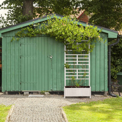 Planter box with trellis wall in white