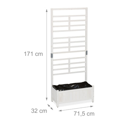 Planter box with trellis wall in white