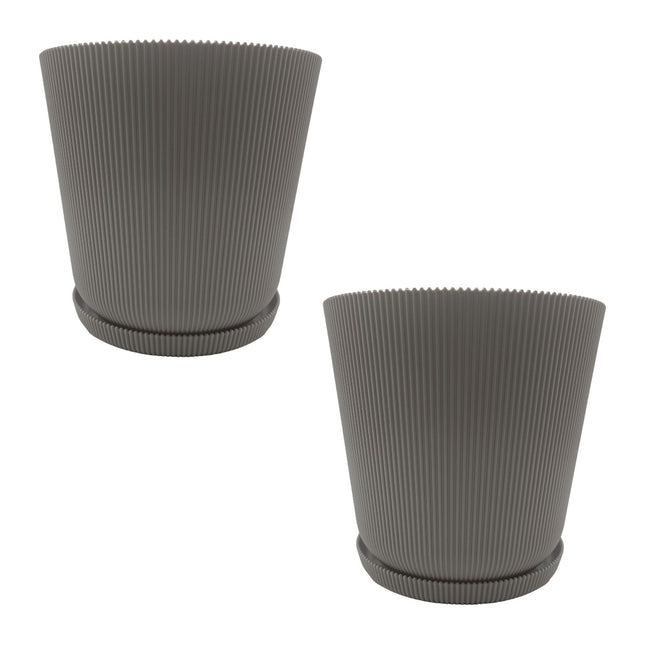 Planters with Saucers, Set of 2, Indoor/Outdoor