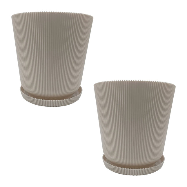 Planters with Saucers, Set of 2, Indoor/Outdoor