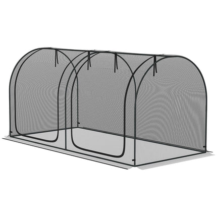 Gewasbeschermingsnet 2,5 x 1,2 m, groentebeschermingsnet met deur, stalen frame, winddicht groentenet, tuin fijnmazig, insectenbeschermingsnet met draagtas, tuinnet voor planten, groenten, fruit, bloemen