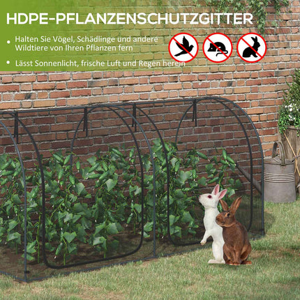 Gewasbeschermingsnet 2,5 x 1,2 m, groentebeschermingsnet met deur, stalen frame, winddicht groentenet, tuin fijnmazig, insectenbeschermingsnet met draagtas, tuinnet voor planten, groenten, fruit, bloemen