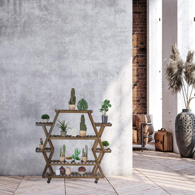 Plant shelf bamboo dark brown