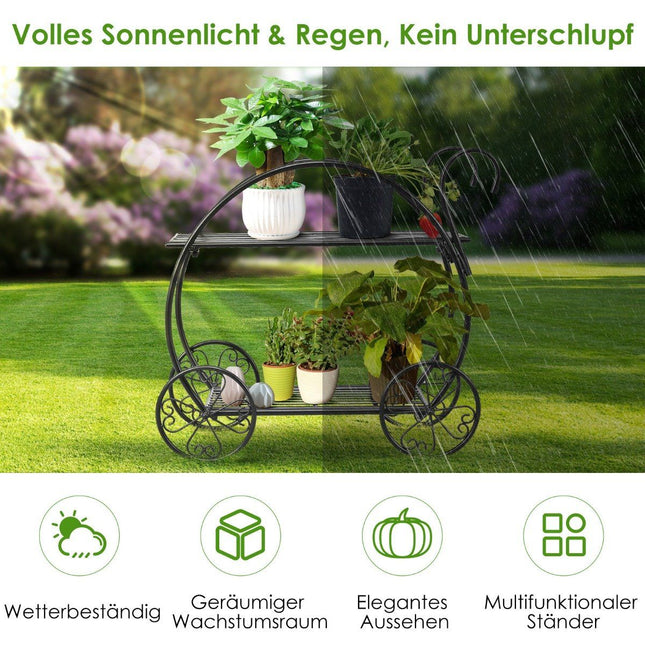 Plant shelf flower shelf 2-tier flower stand freestanding 60 x 35 x 66 cm black