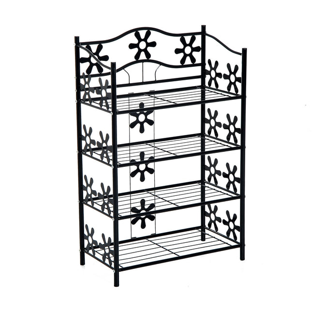 Black Metal Plant Shelf - 4 tiers, 59.5x30x92cm