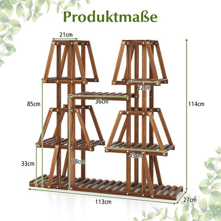 Plantenplank houten plantentrap trapezium bloemenplank bloemenbank plantenstandaard 113 x 27 x 114 cm bruin