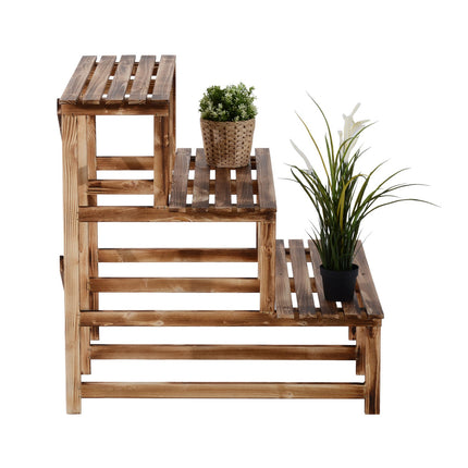 Plantentrap bloemenplank 3 treden van dennenhout 80 x 80 x 78 cm voor tuin, balkon en terras