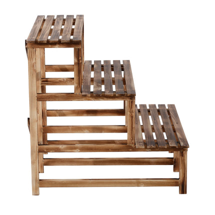 Plantentrap bloemenplank 3 treden van dennenhout 80 x 80 x 78 cm voor tuin, balkon en terras