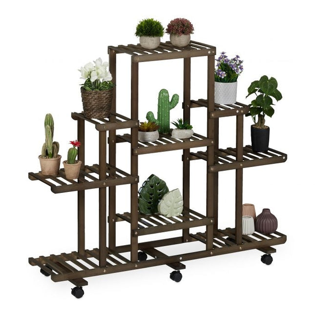 Plant stand in bamboo with wheels