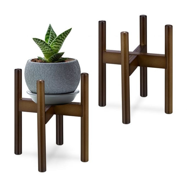 Plant stand set of 2 dark brown
