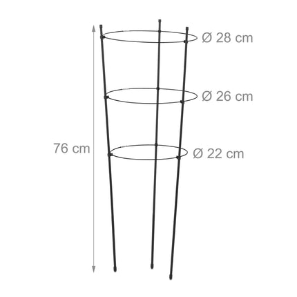 Plant support 76 cm black, set of 6