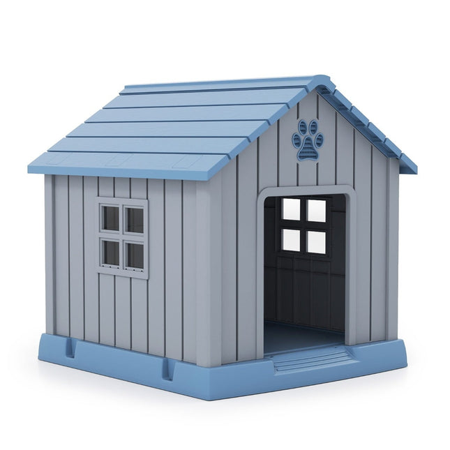 Plastic Dog House, Waterproof & Insulated, Blue, Indoor/Outdoor