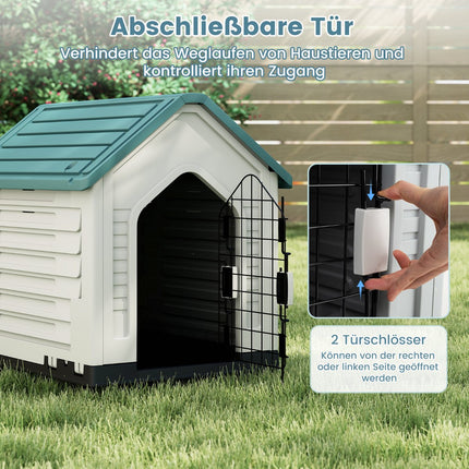 Plastic Dog House with Lockable Door & Ventilation