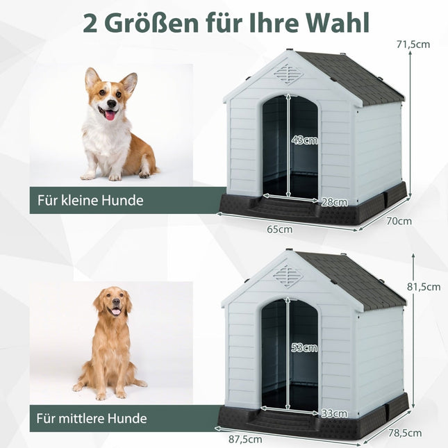 Plastic Dog House with Raised Floor & Waterproof Roof