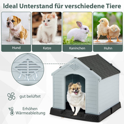 Plastic Dog House with Raised Floor & Waterproof Roof