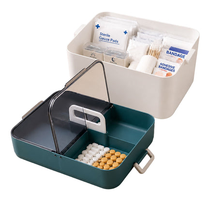 Plastic Medicine Storage Box, 4 Compartments, White