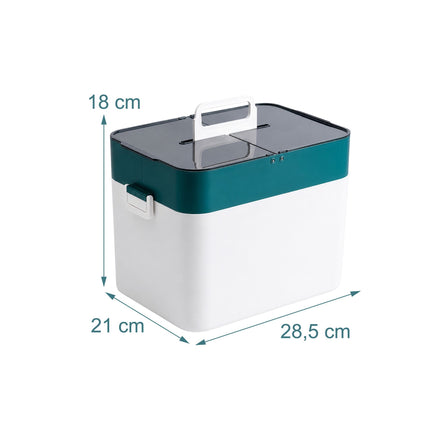 Plastic Medicine Storage Box, 4 Compartments, White