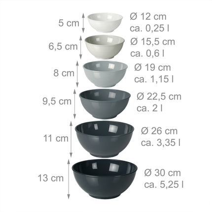 Plastic Mixing Bowl Set, 6-Piece, Nesting Design