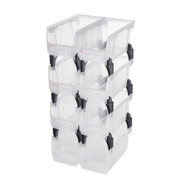 Plastic Stackable Storage Bins, Clear Open-Front, 8 Pack