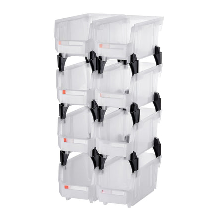 Plastic Stackable Storage Bins, Clear Open-Front, 8 Pack