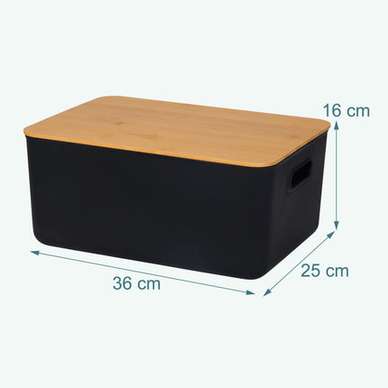Plastic Storage Box Set with Bamboo Lid, Stackable