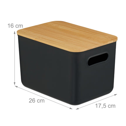 Plastic Storage Boxes with Bamboo Lids, Set of 2
