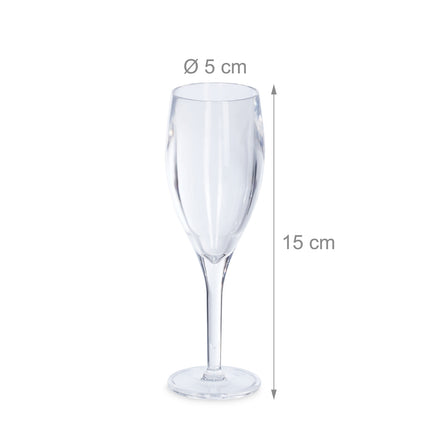 Plastic champagne glasses, set of 6