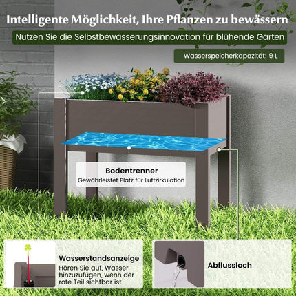 Plastic raised bed garden bed self-watering 53L 76 x 45 x 61 cm coffee